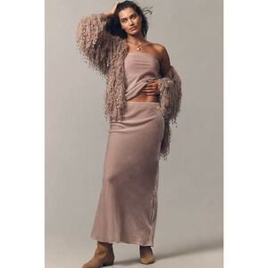 NWT Anthropologie Women's XSP Tilda Bias Cut Velvet Maxi Slip Skirt Purple Pink